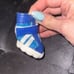 Blue stripe pleather dog high top sneakers