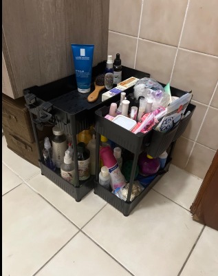 2 Pack Under Sink Organizer, Under Bathroom Cabinet Organizer with Hooks
