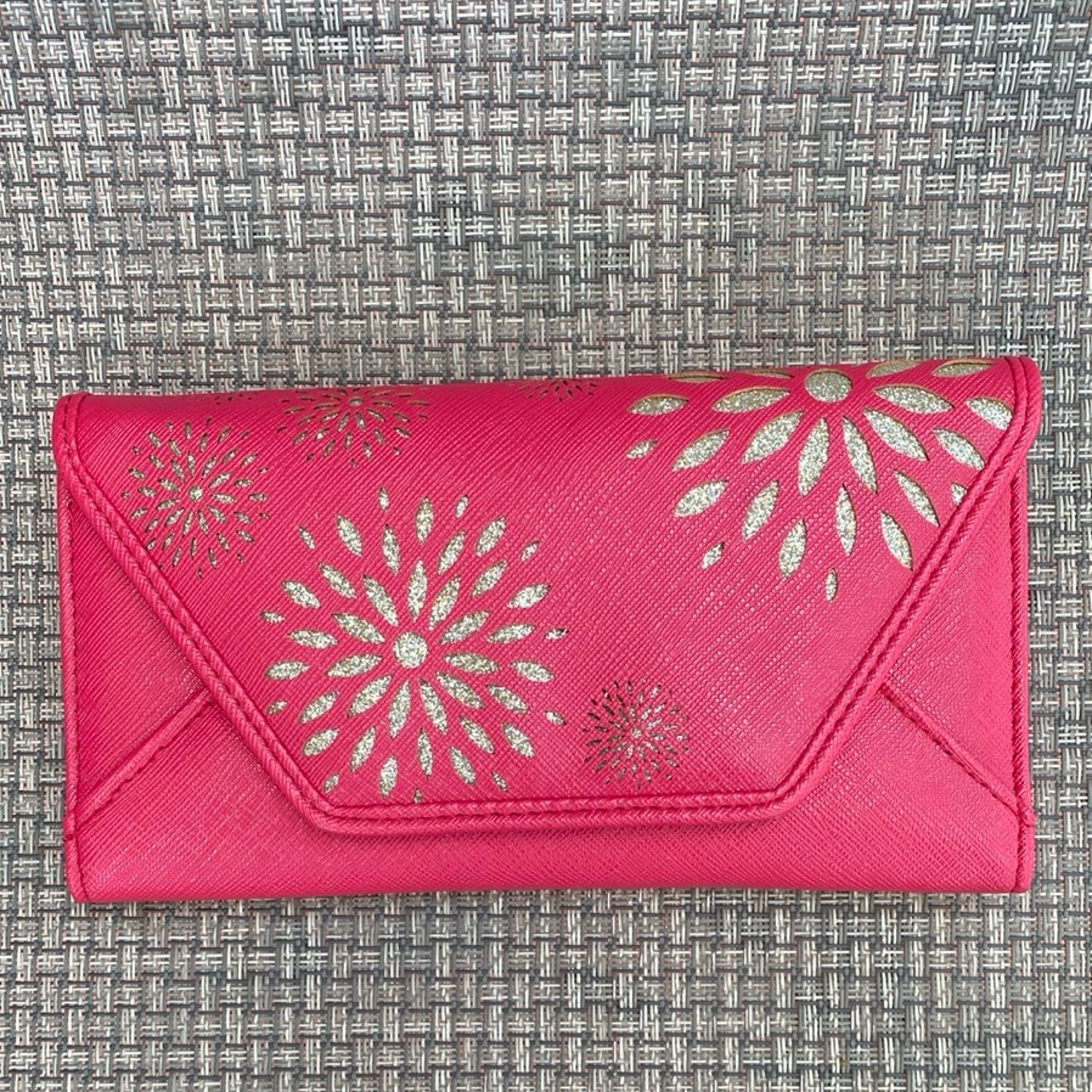 Coral/Gold Icing Floral Women's Clutch Wallet