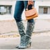 STEVE MADDEN Kinga Snake Print Vegan Leather Knee-High Boots in Gray size 7.5M