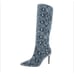 STEVE MADDEN Kinga Snake Print Vegan Leather Knee-High Boots in Gray size 7.5M