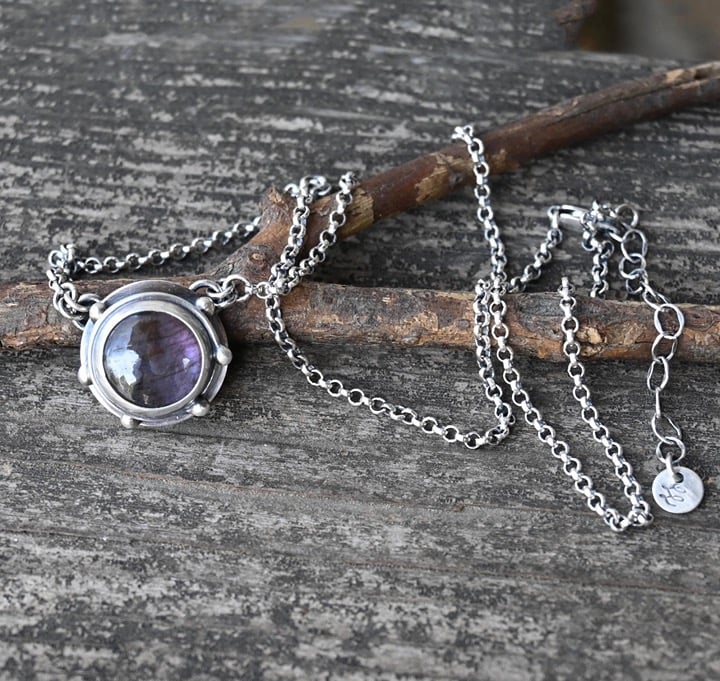 Purple Labradorite Sterling Silver Necklace