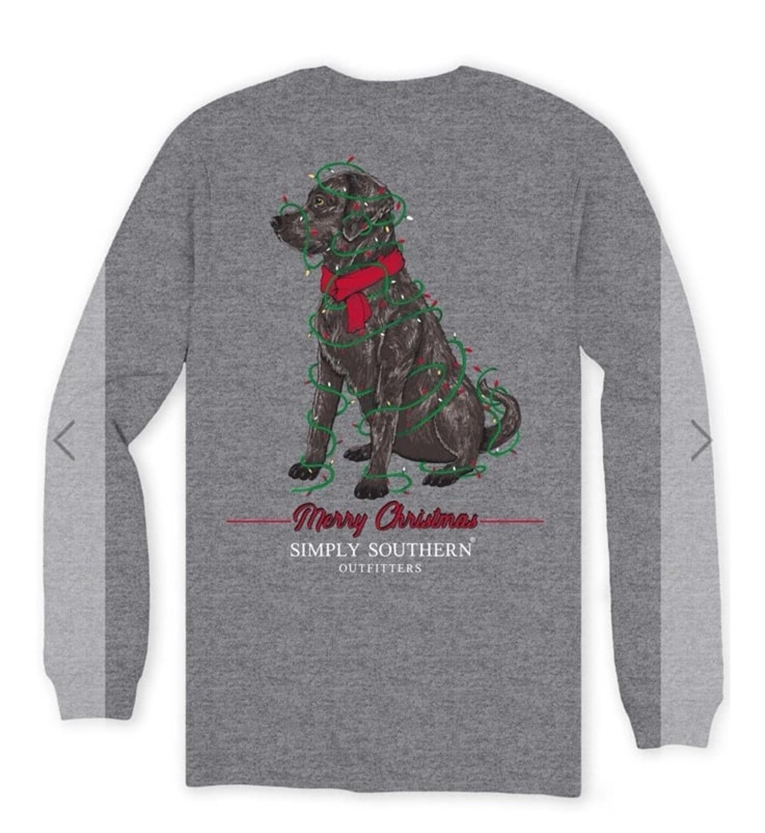 New SIMPLY SOUTHERN CHRISTMAS LAB UNISEX LONG SLEEVE T-SHIRT size small $45
