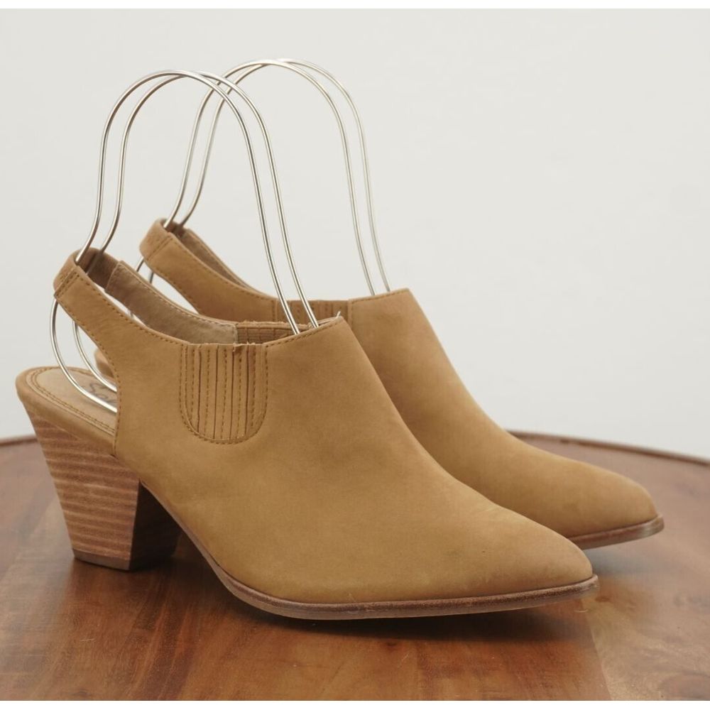 Splendid Womens Averie Slingback Booties Size 9.5 M Tan Nubuck Pointed Toe