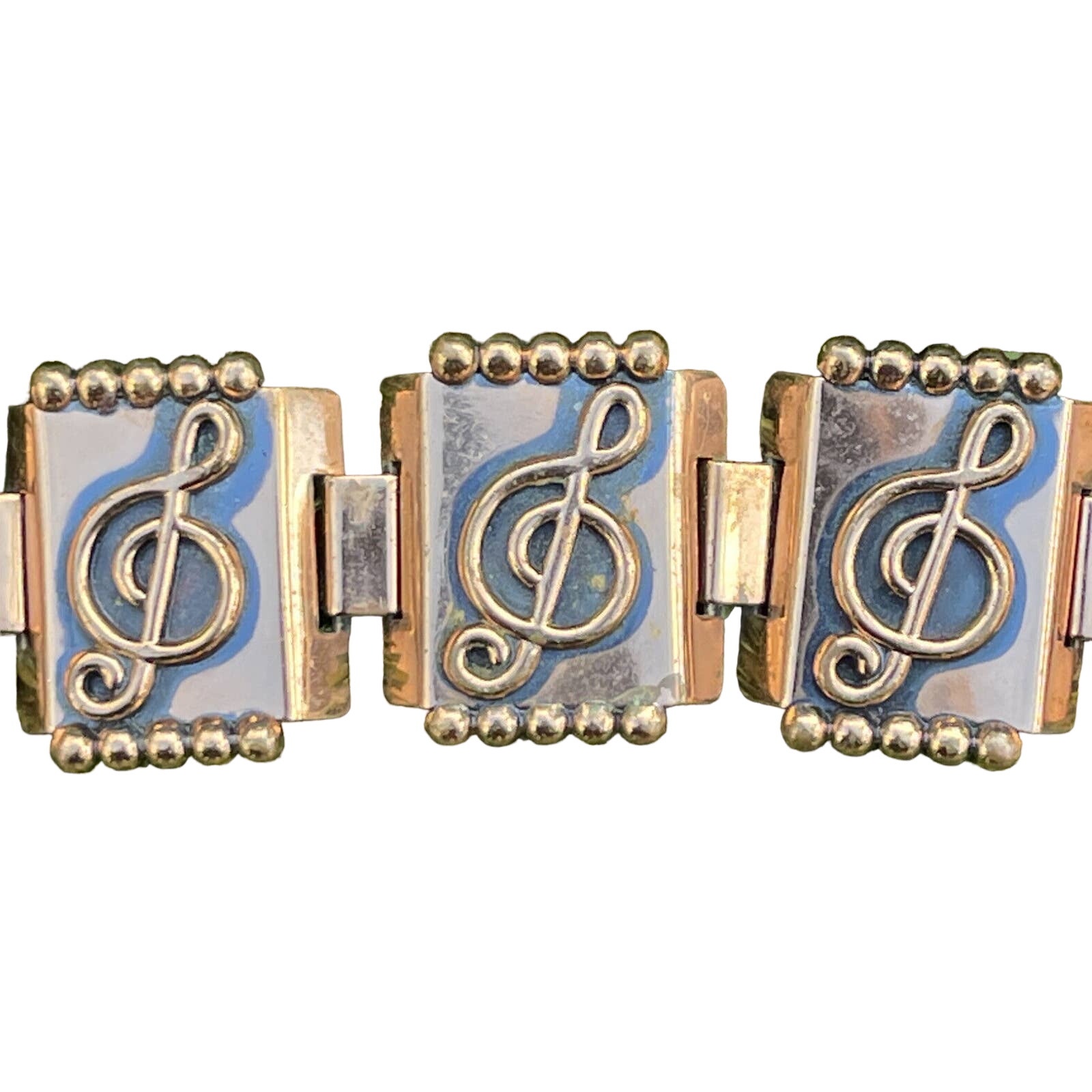 Vintage Copper Bracelet Signed Renoir Modernist Music Note 6.5” 47
