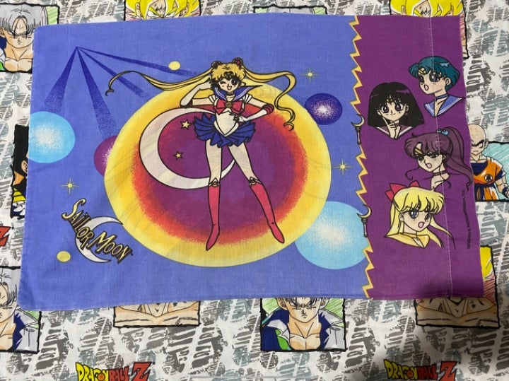 Vintage 1990s Sailor Moon Reversible Standard Twin Size Bed Pillowcase
