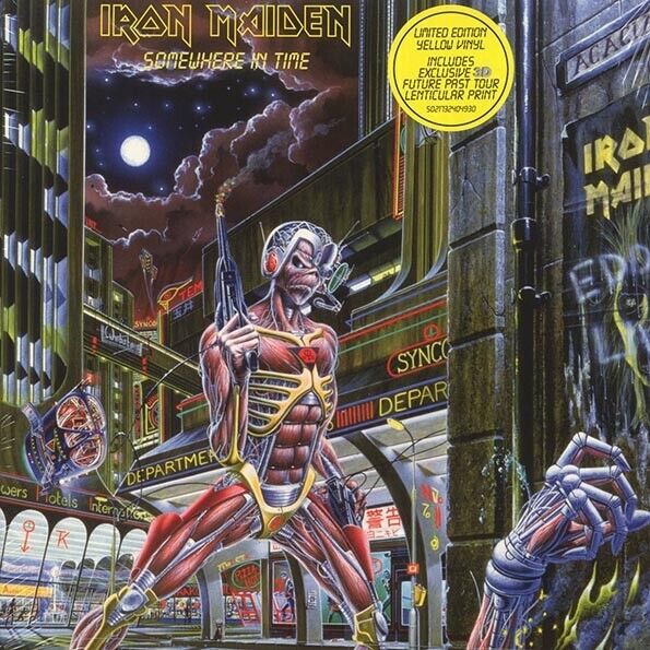 IRON MAIDEN Somewhere In Time LIMITED EDITION Yellow Vinyl with 3D Lenticular EX
