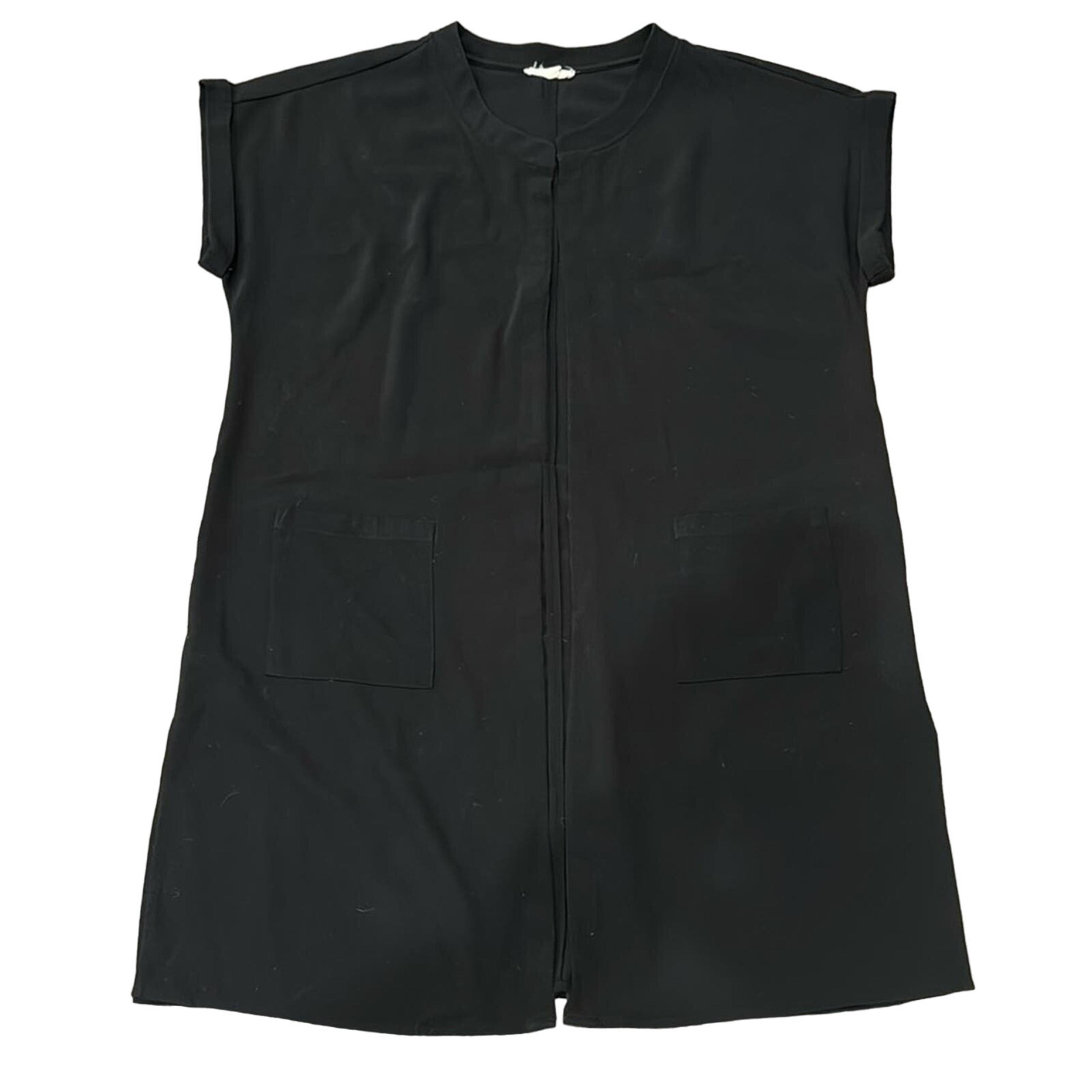 Pleione Women's Open Front Short Sleeve Cardigan Black Size L