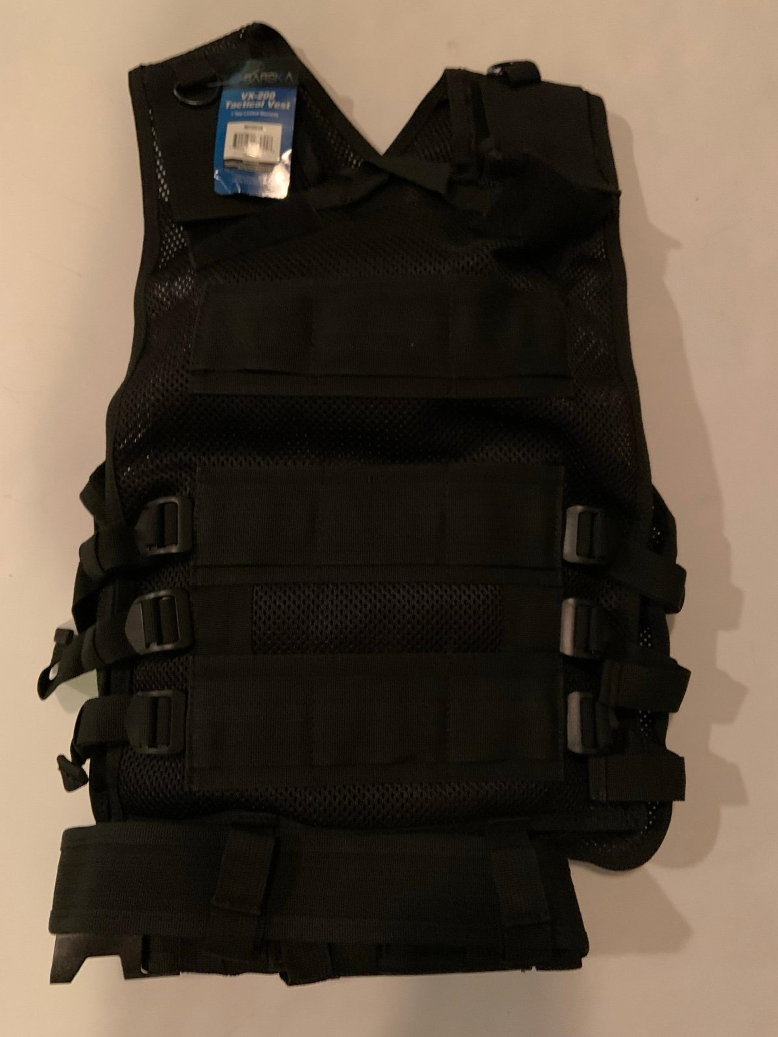 Tactical Vest Black With Belt Adjustable Fits Size Small To XXL