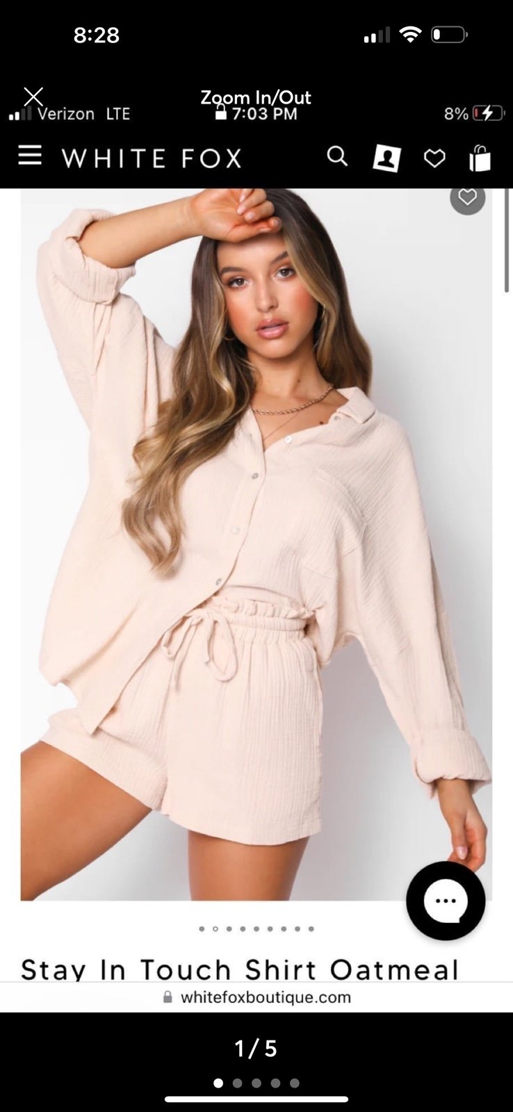 White Fox Stay In Touch Shirt Shorts Set