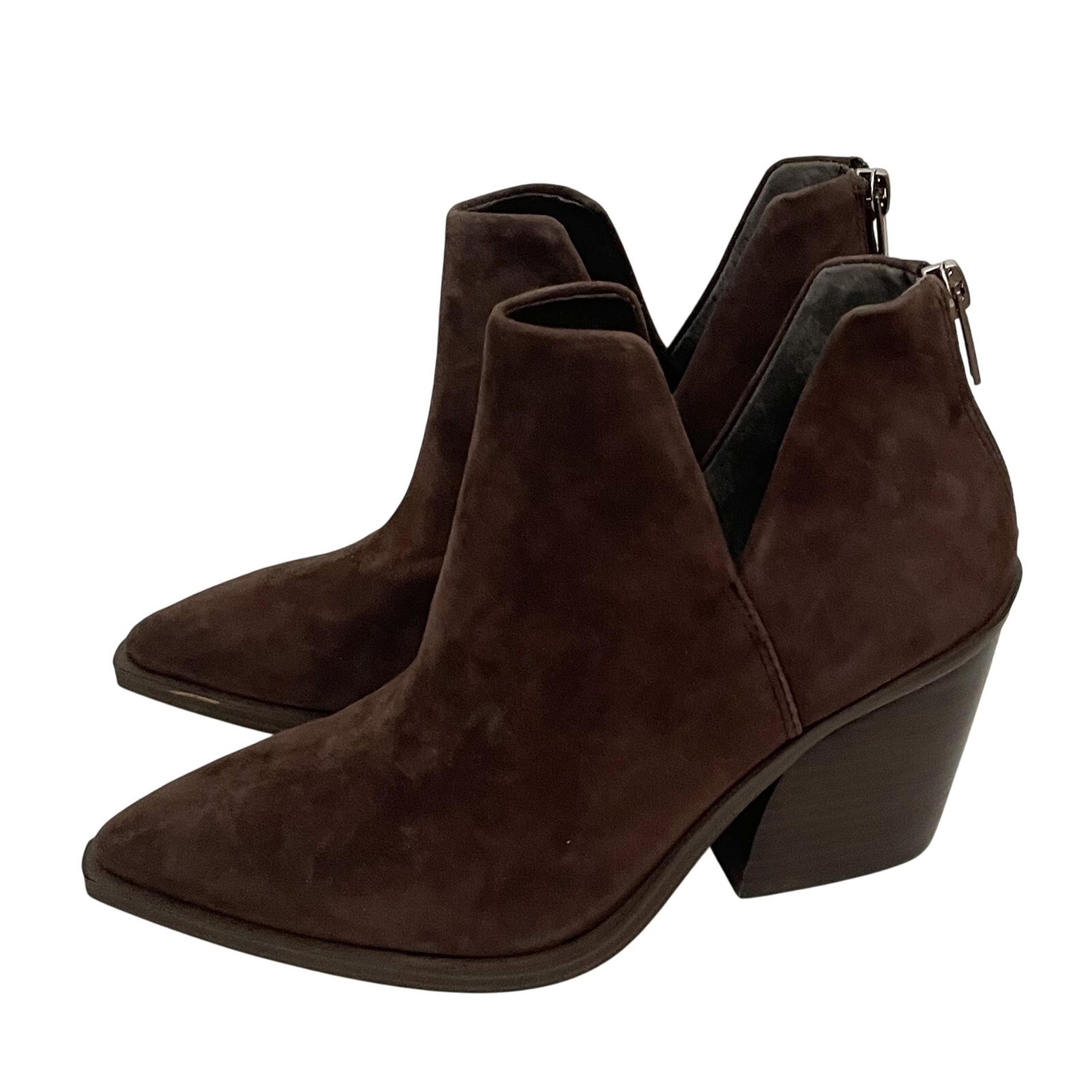 Vince Camuto Suede Leather 3.5" Heel Pointed Toe Bootie Brown Size 6 NEW