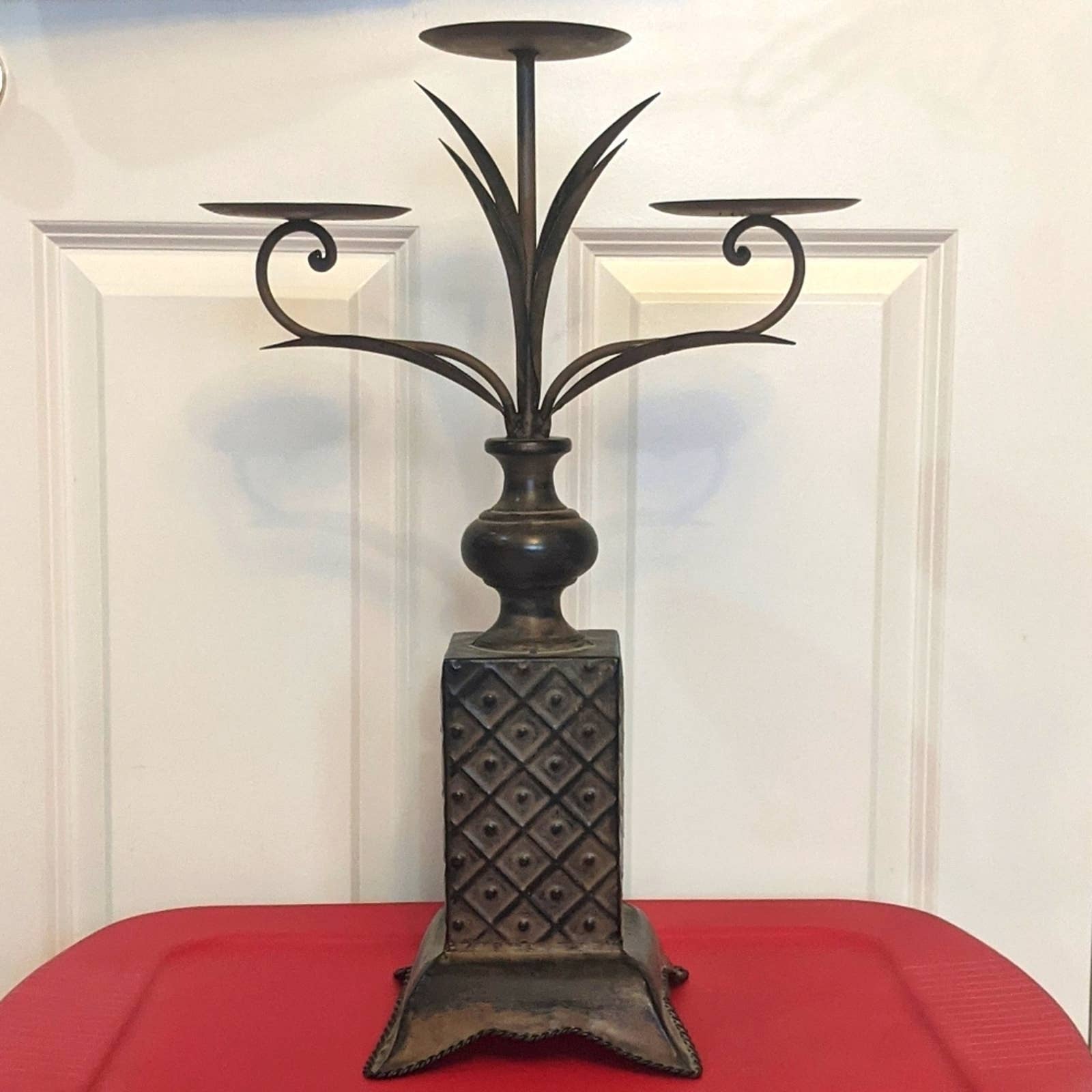 tall candelabra metal candle holder rustic 21