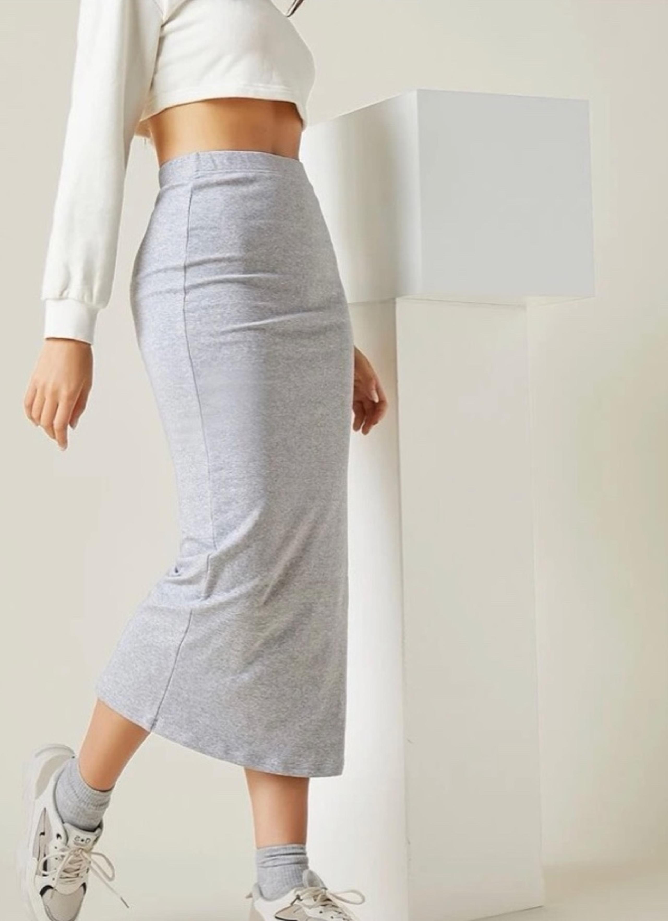 Solid High Waist Skirt