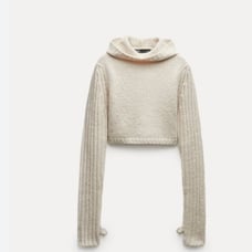 NWT ZARA BLOGGERS FAVE CROP SWEATER WITH WOOL & ALPACA BLEND HOODED
