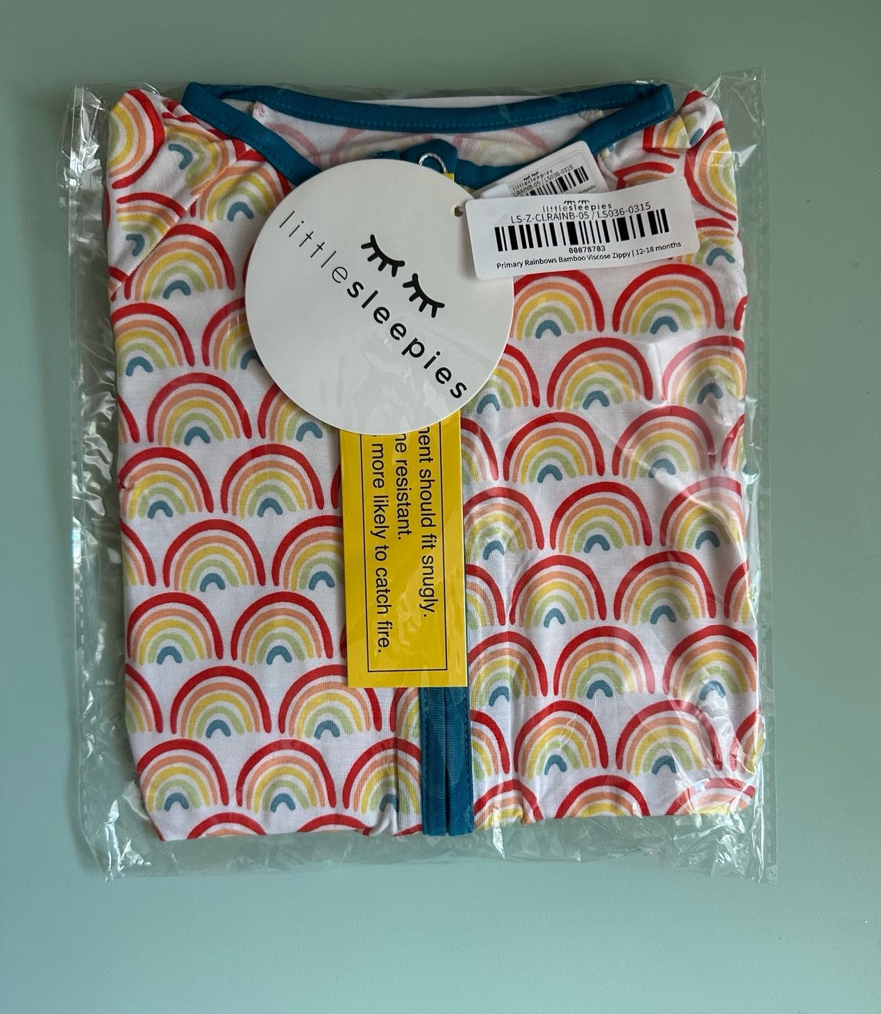 Little Sleepies primary rainbows zippy