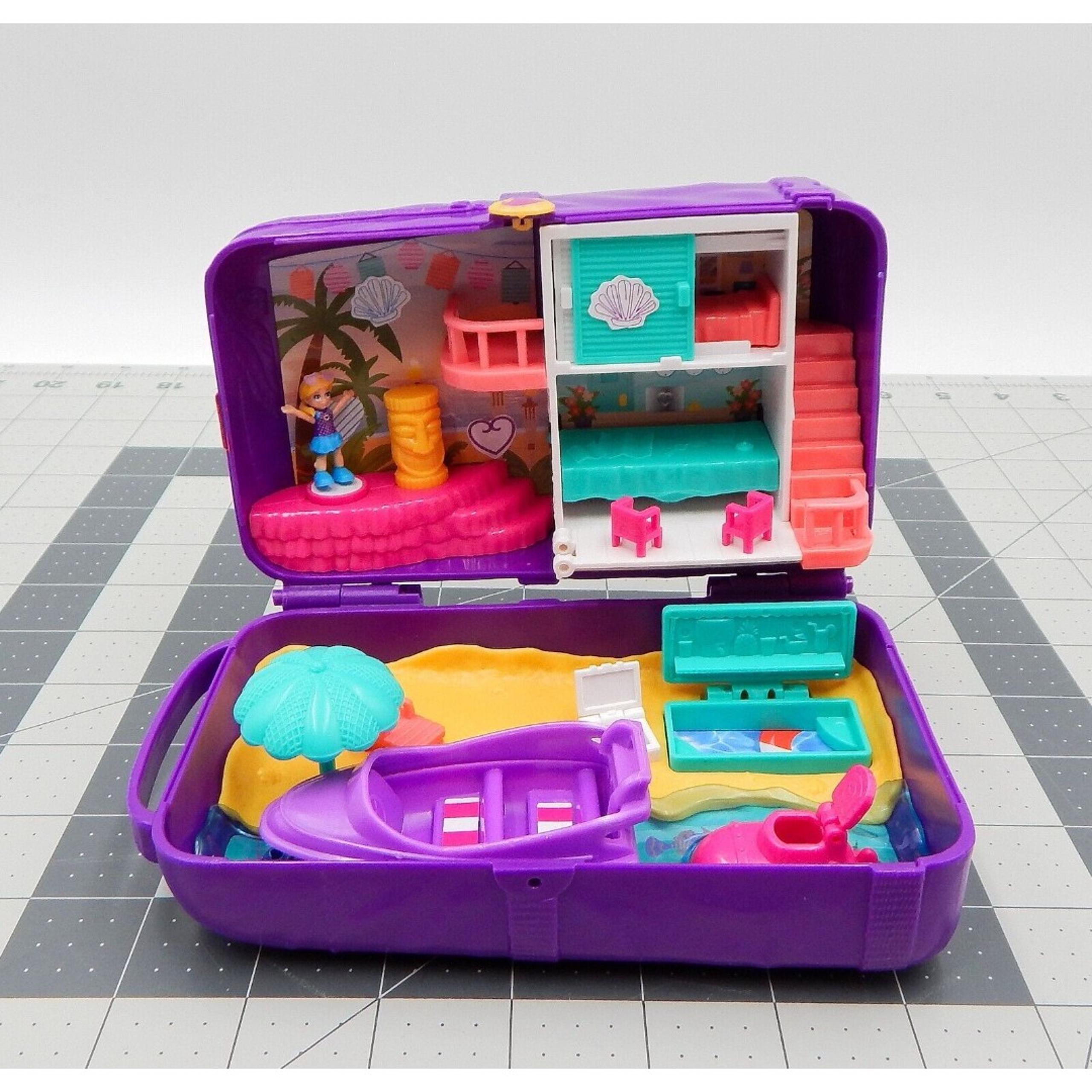 Polly Pocket Beach Vibes Hidden Places Backpack 2017 Mattel Boat Doll Suitcase