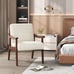 Corduroy Accent Chair, Mid-Century Modern Armchair with Solid Wood Legs Cream