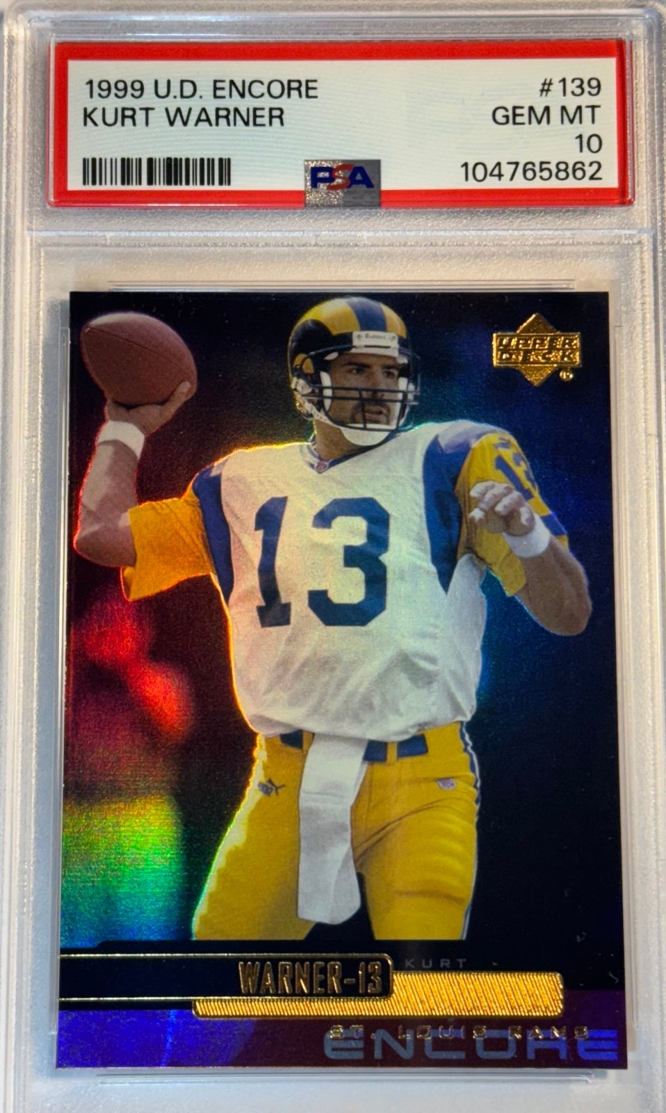 1999 UPPER DECK ENCORE #139 KURT WARNER PSA 10