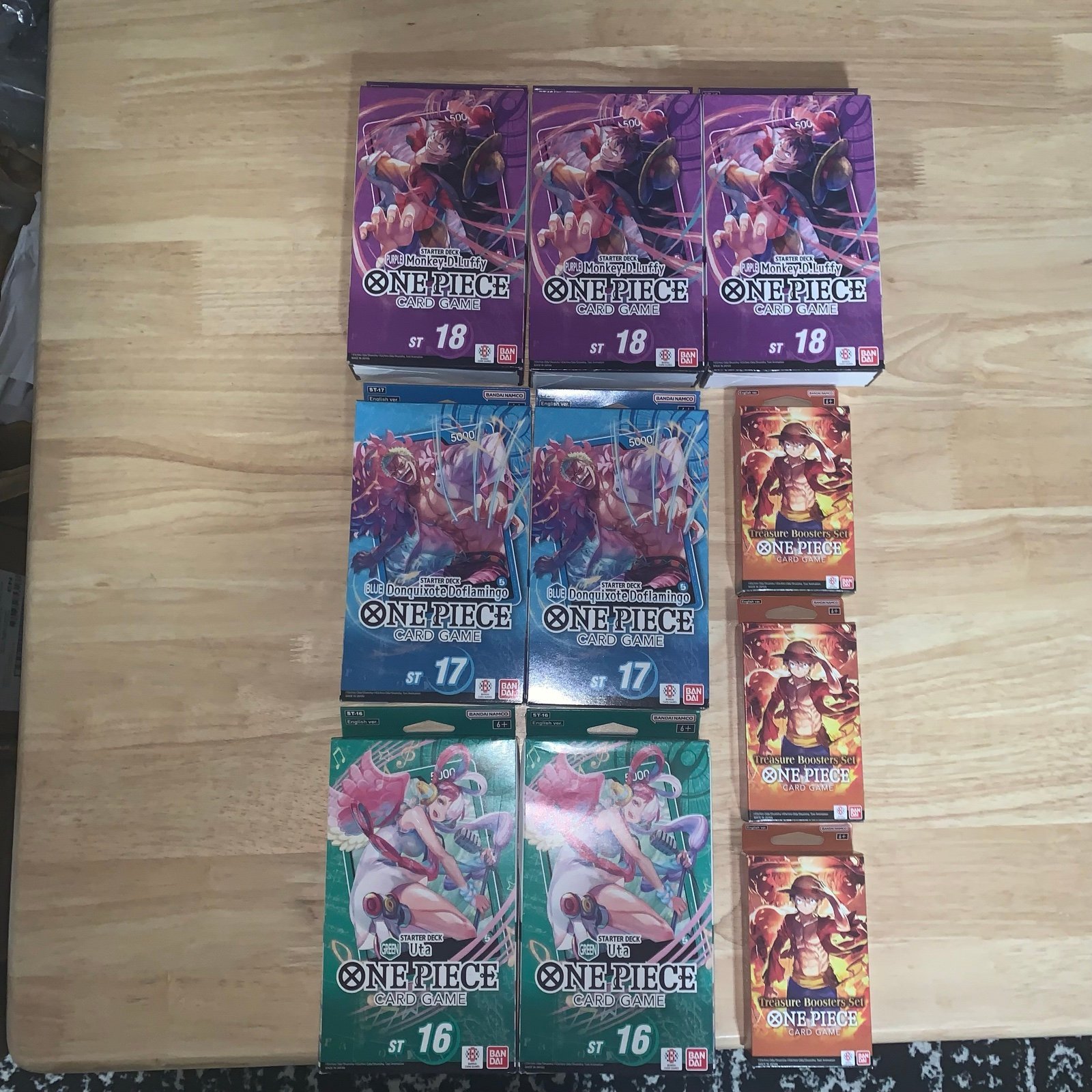 One Piece Starter Decks 16 x 2 , 17 x 2 , 18 x 5 & PRB-01 The Best Sleeved Packs