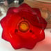 Vintage 1930's Fenton Amberina Candlestick Holders Lotus Flower