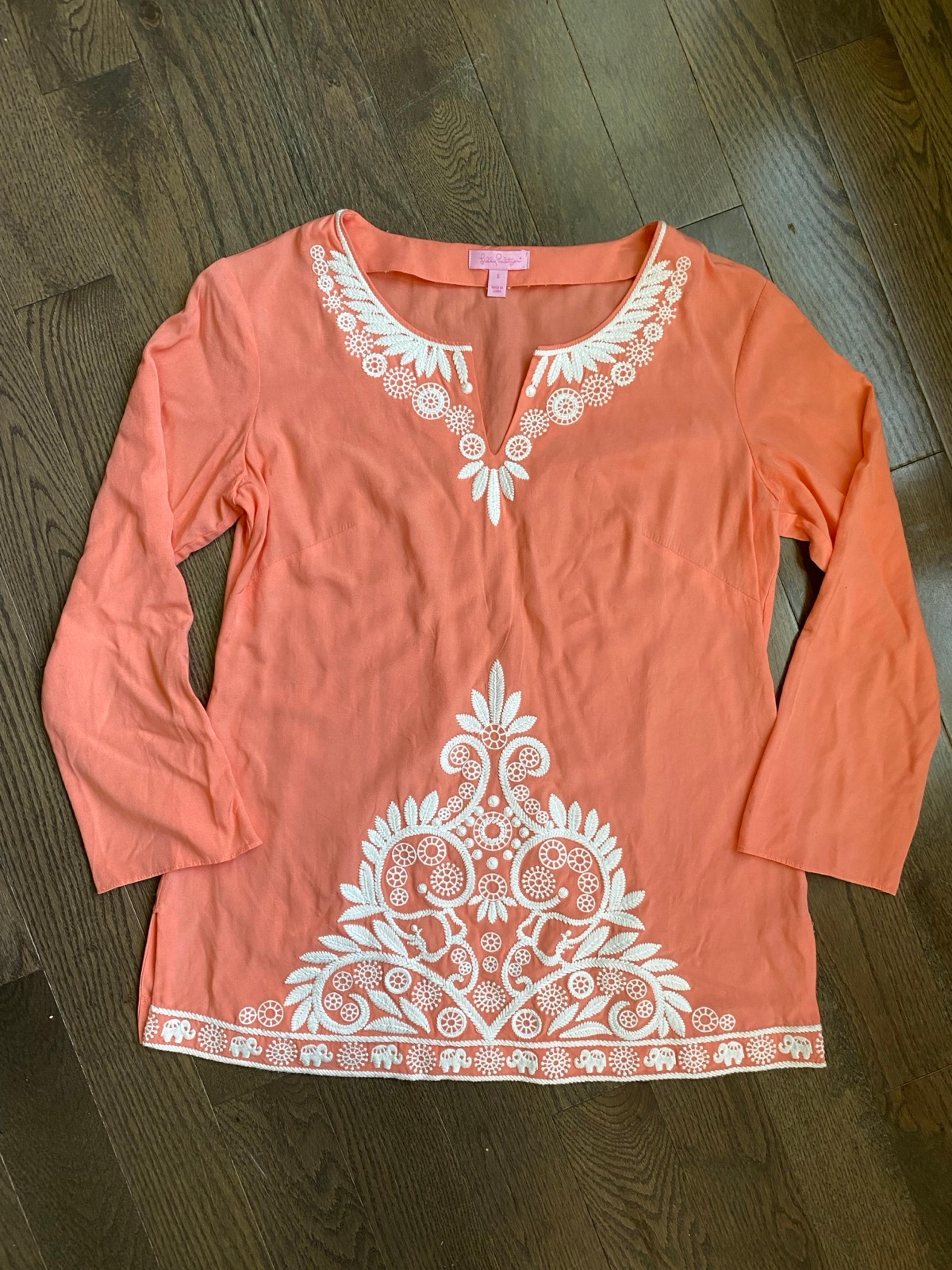 Lilly Pulitzer Charlotte Coral Tunic Top Women’s Size Small