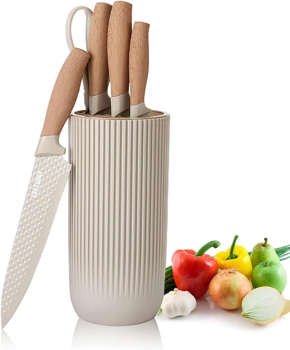 Kitchen Knife Set, Retrosohoo 6-Pieces Khaki Sharp Knife Set for Kitchen
