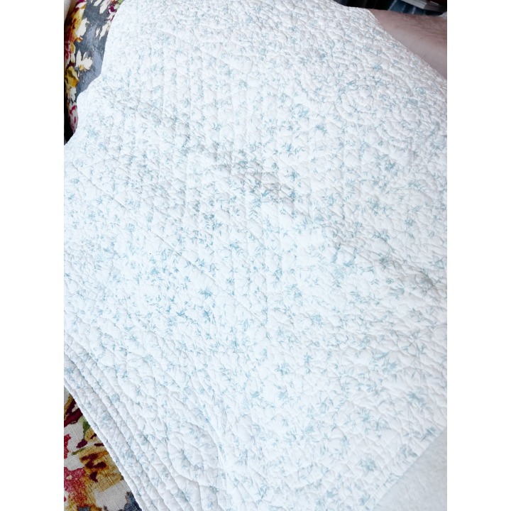 Vintage Pale Blue Baby Cotton Quilt / Crib Blanket Coverlet /42”x36”