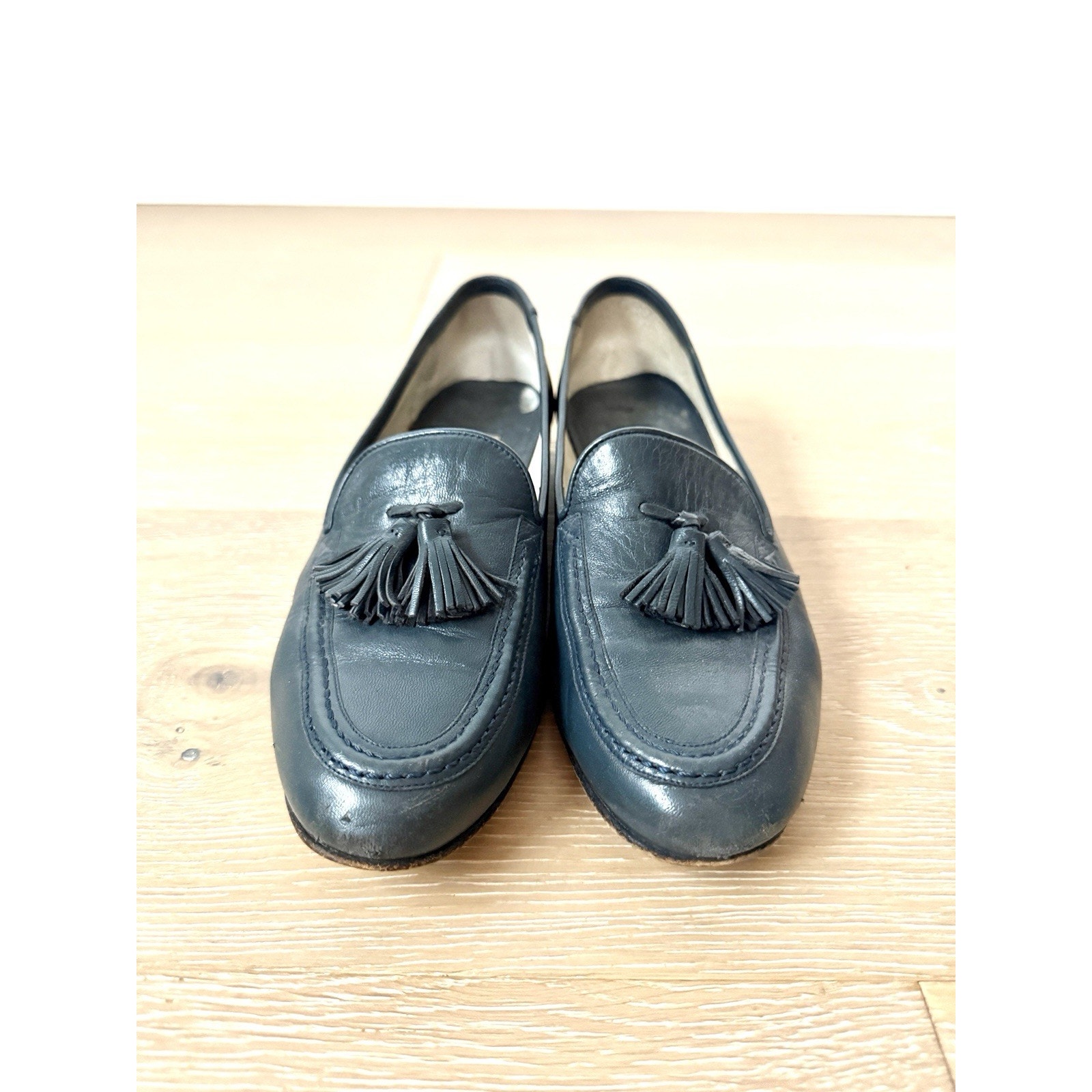 Cole Haan Loafer Women 8.5 AA Blue Leather Tassel Cecilia Flat Italy