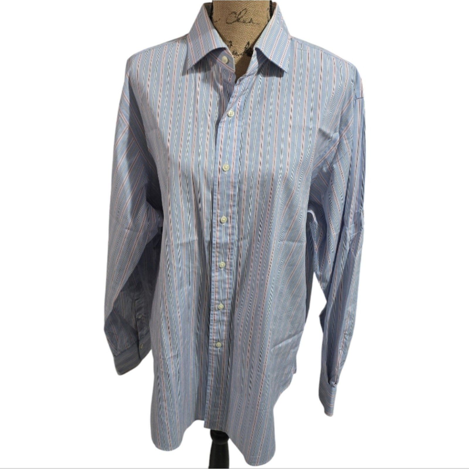 Polo Ralph Lauren Regent Fit Blue Striped Button-Up Shirt Size 17 XL?