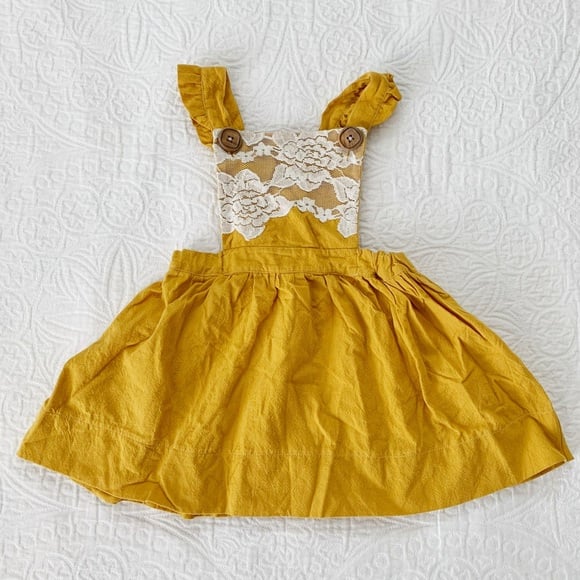Tate & Adele Harlow Pinafore Dress, Mustard