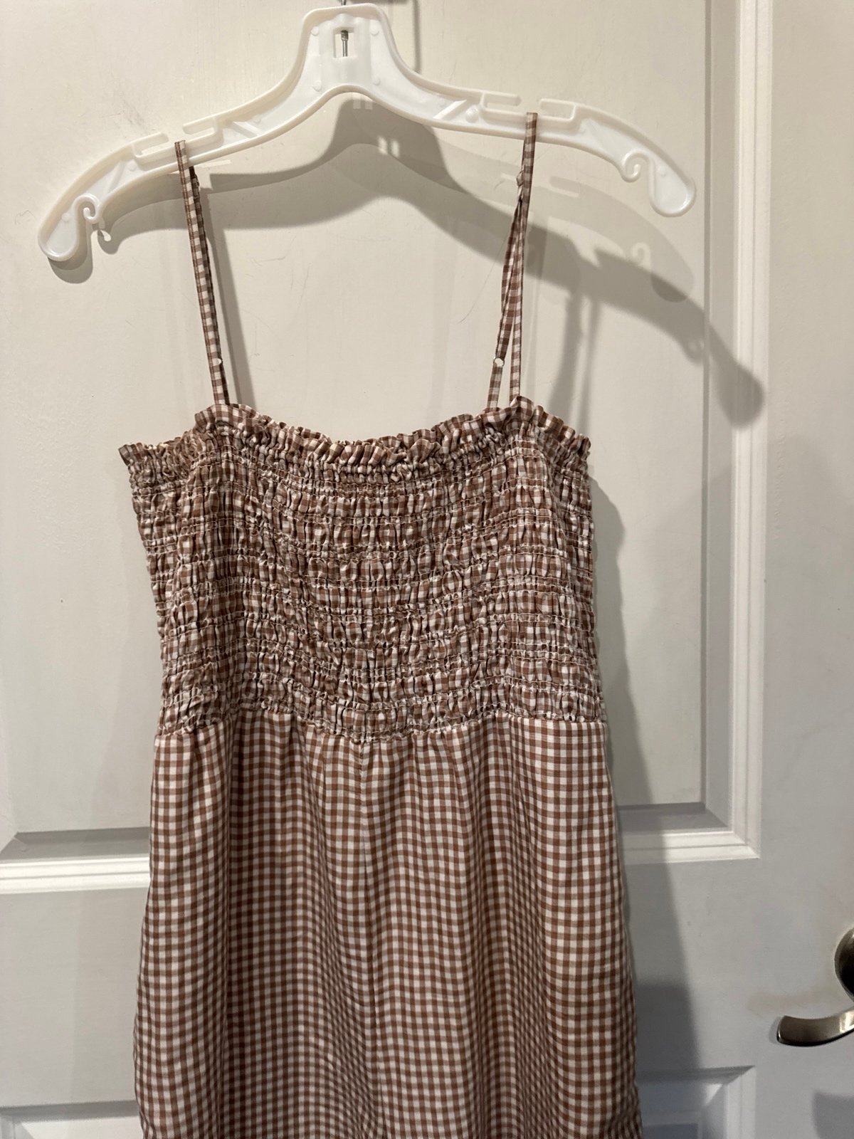 House Of Harlow Gingham Smocked Wide Leg Crop Jumpsuit