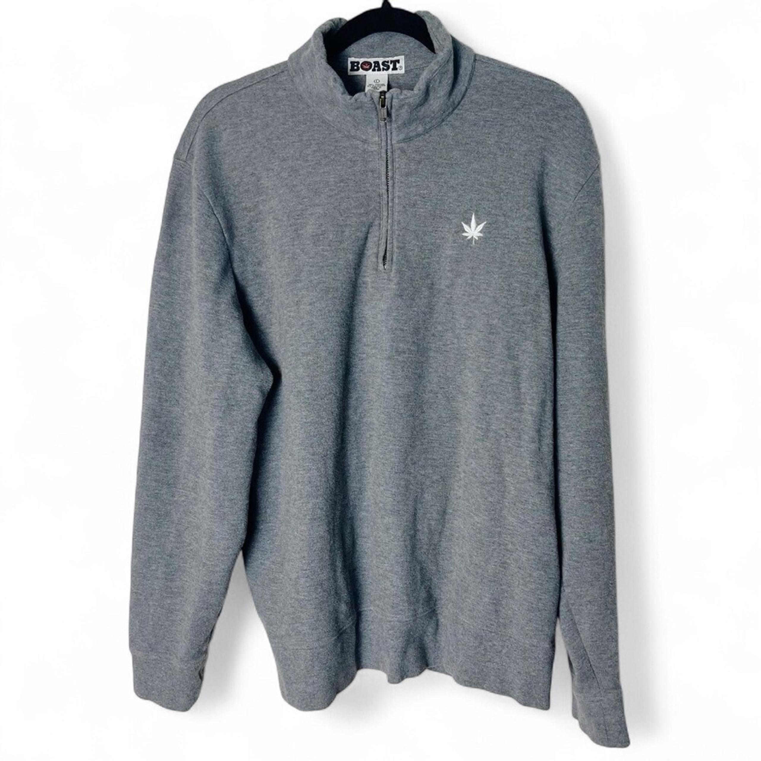 Boast Men's Greenwich 1/4 Zip Pullover Heather Gray Minimalist 100% Cotton Sz L
