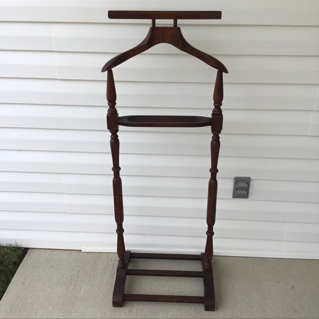 Vintage Antique Victorian Wood French Valet Stand Suits Pants Coats Hanger