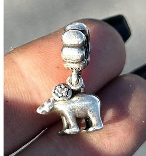 925 Sterling silver Authentic Pandora Polar Bear Snowflake dangle charm