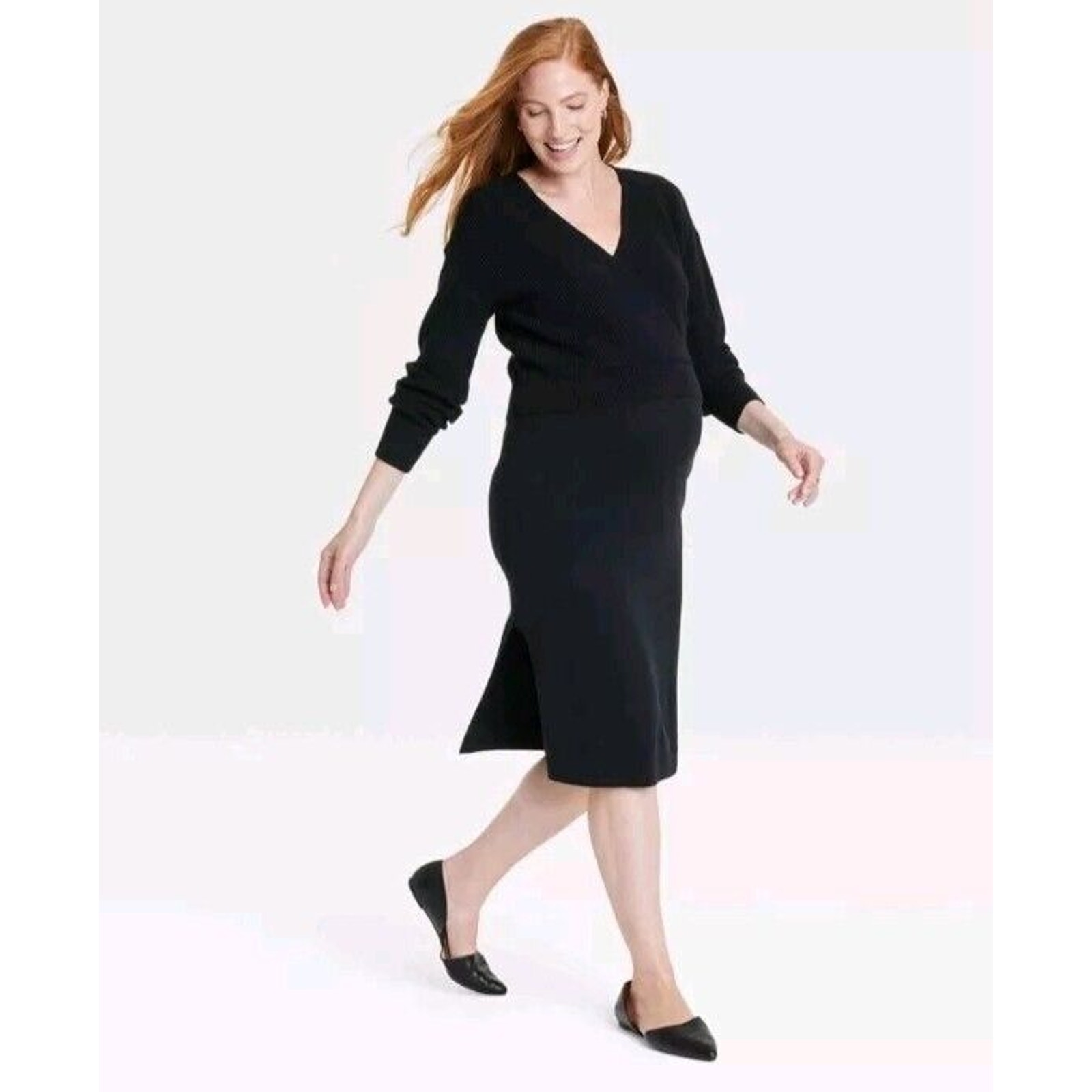 Isabel By Ingrid And Isabel Maternity 2 Piece Skirt Top Set Ribbed Long Sleeve