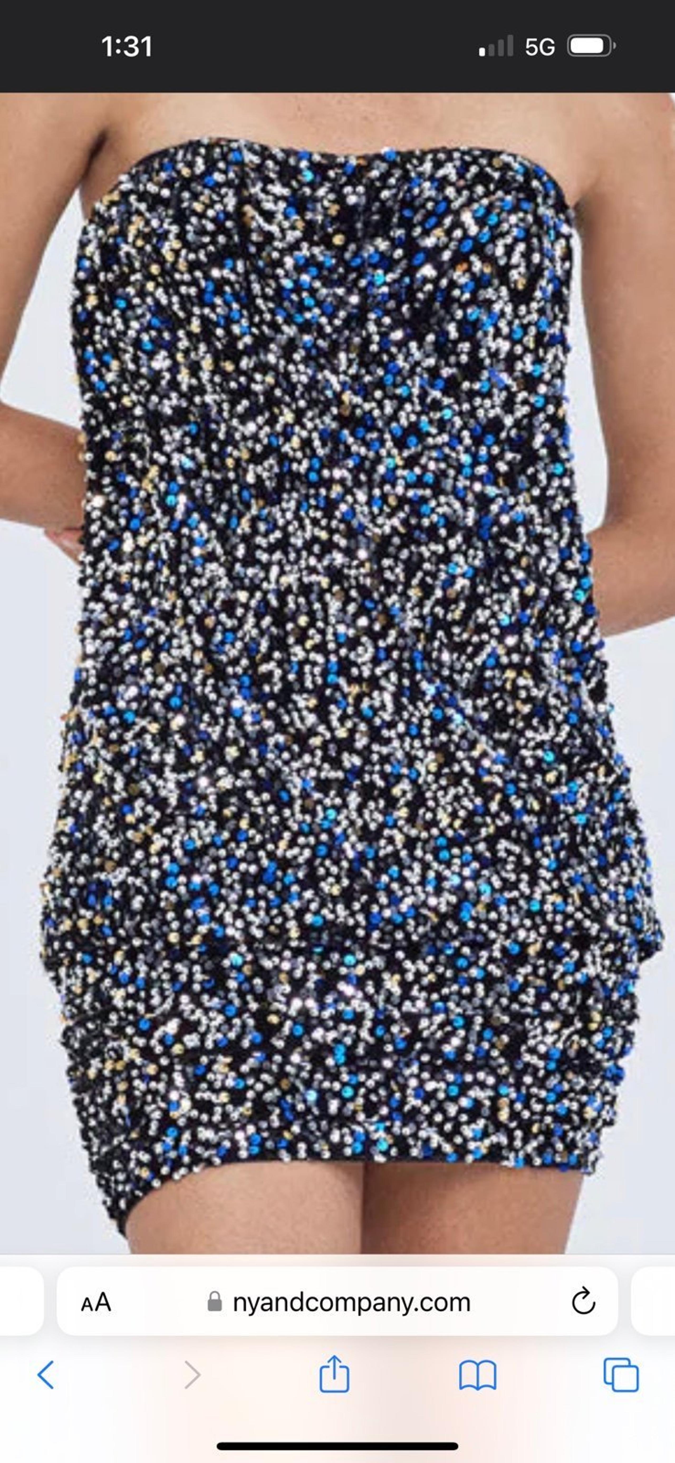 Sequin Bubble Dress XXL Black and Blue NEW with TAG