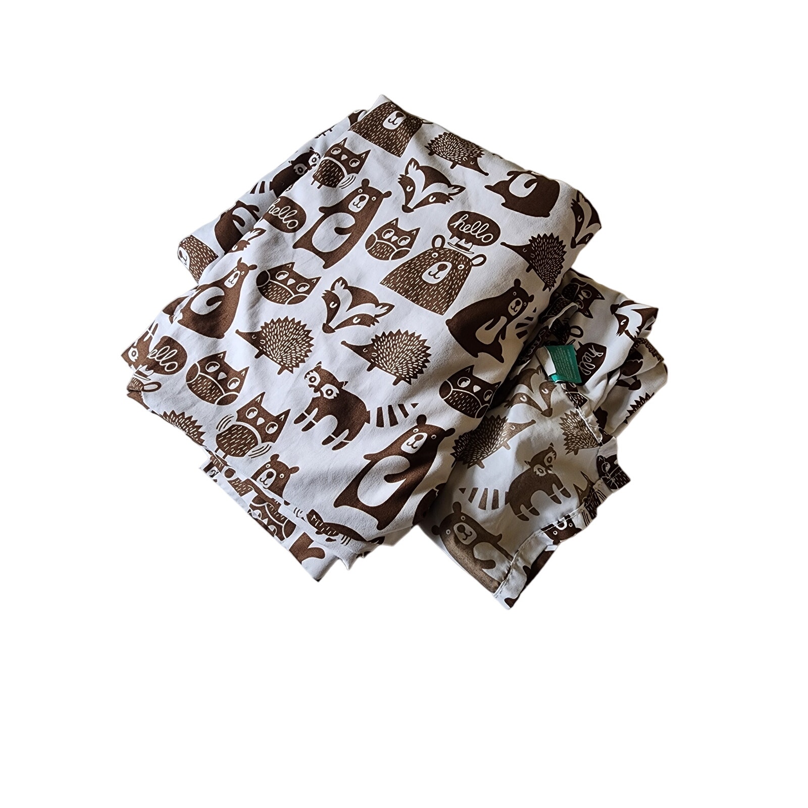 PILLOWFORT Brown White Forest Friends TWIN Flat Sheets - (2-Flat Sheets)