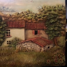 Ceramic painting vintage wall hanging