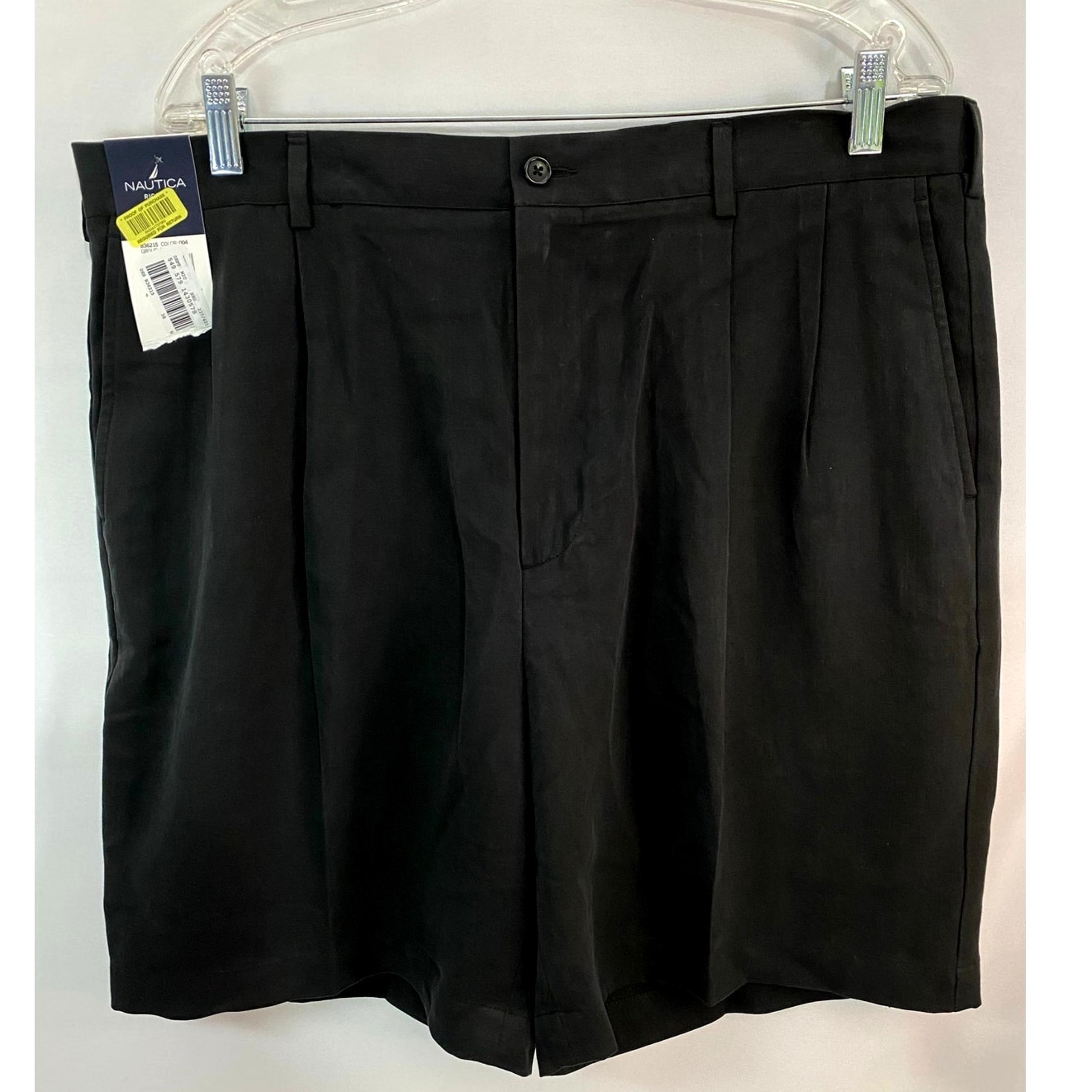 NWT Nautica Rigger shorts size 38 Silk Linen 9" inseam mens Black