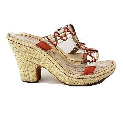 Born Crown Drille Sandal Shoe Gold Orange Leather W51124 Size 9