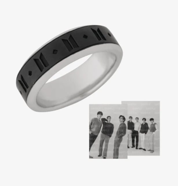 BTS MONOCHROME BLACK RING WITH PHOTOCARD -SEALED