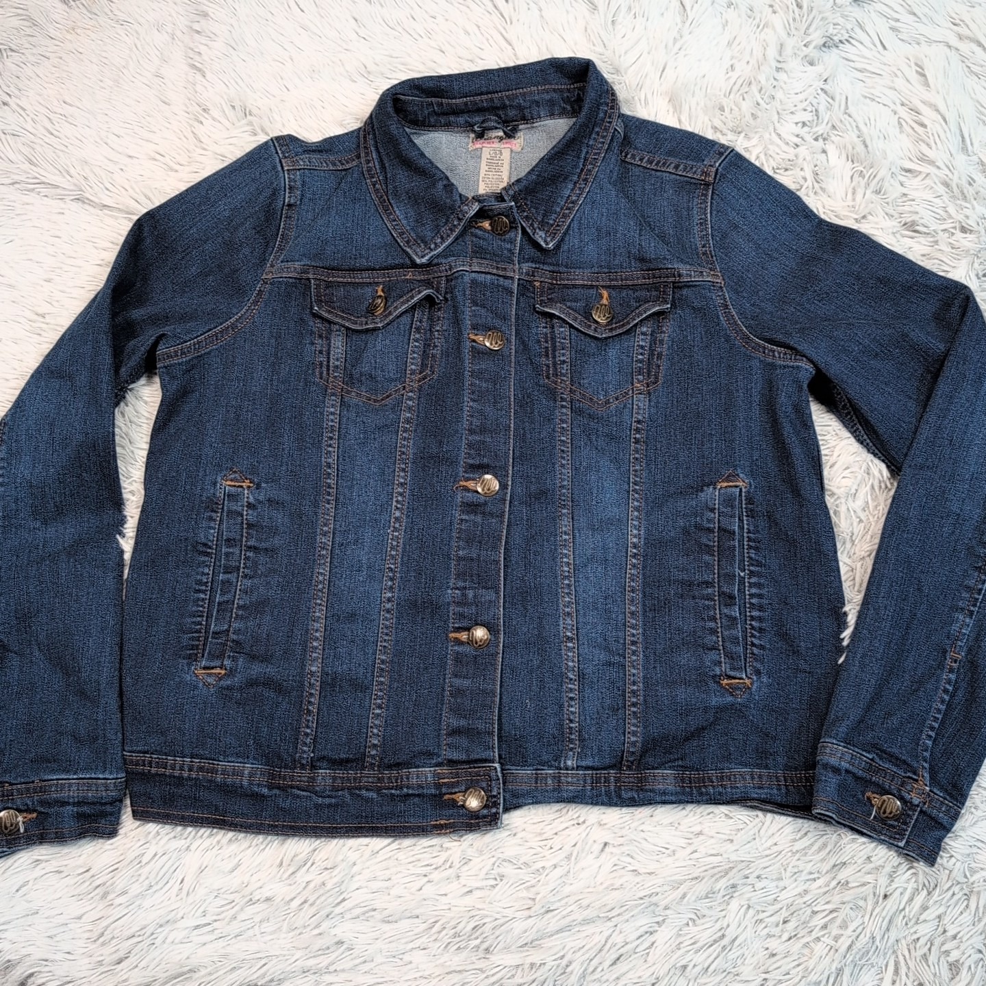 Wrangler Wrancher Jacket Womens L Blue Jean Denim Pockets Button Up Chore Barn