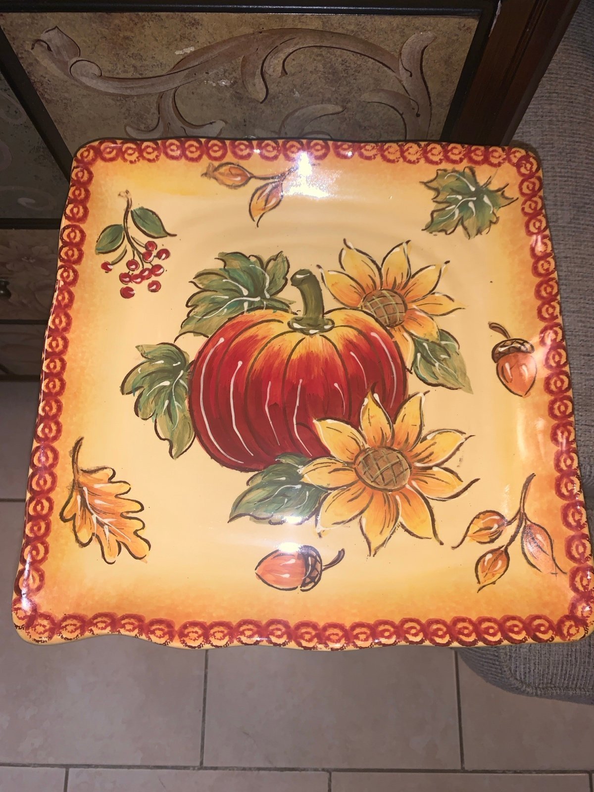 MAXCERA 2 Pieces/ pumpkin & sunflower Tray & Bowl