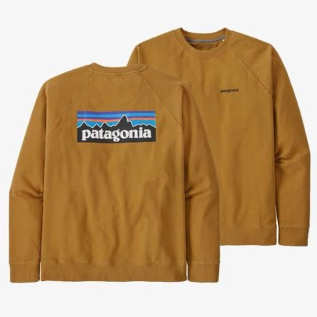 Patagonia P-6 Logo Outdoor Crewneck Sweatshirt in Amber Brown Men’s Size Medium