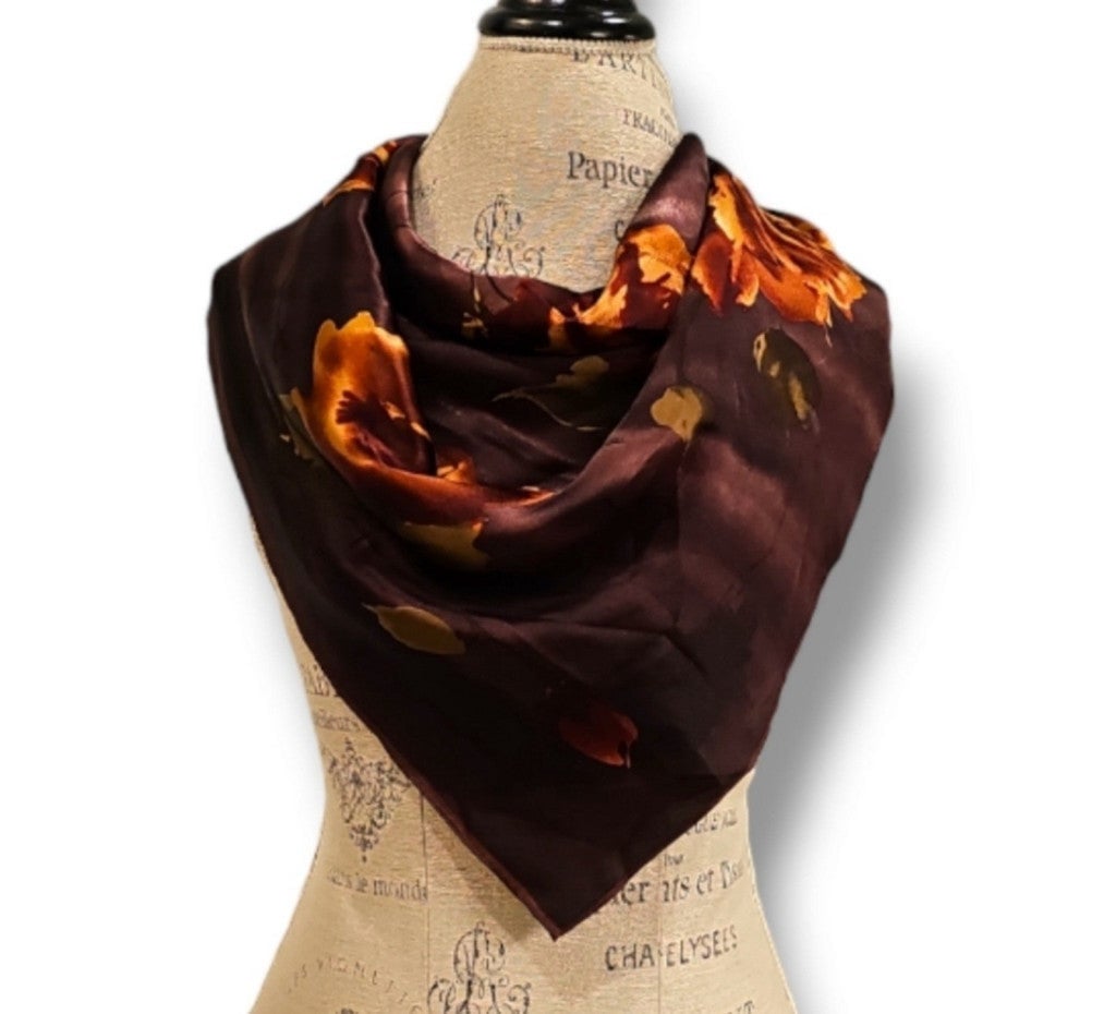 Ralph Lauren Collection Purple Label Autumn Floral Silk Signed Scarf - OS