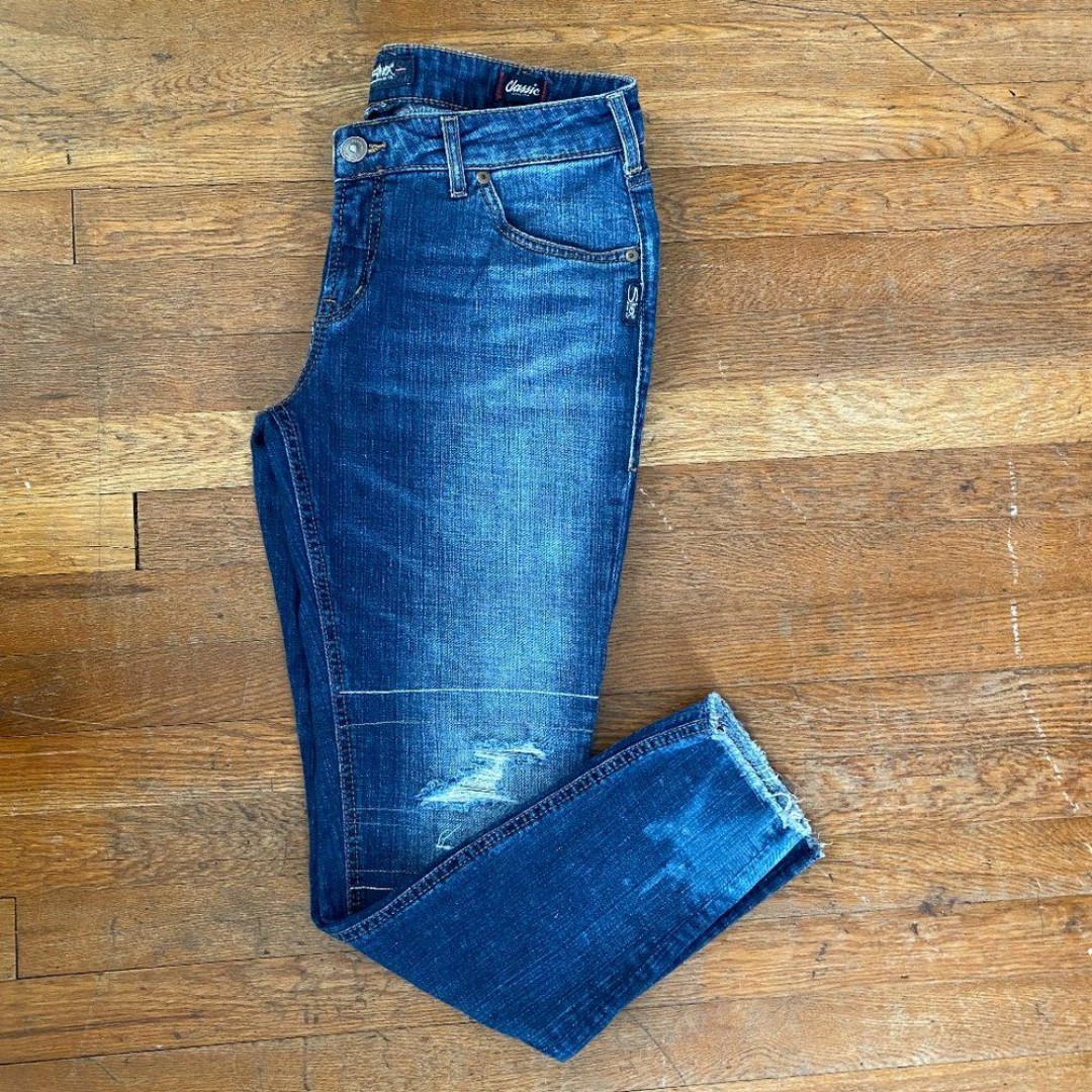 Silver Girlfriend Classic Stretch Straight Raw Edge Womens Size 30-27