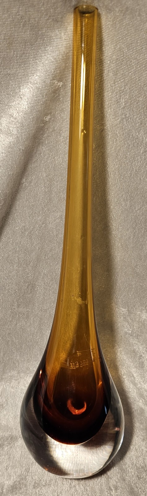 Cenedese Amber Signed Art Glass Tall Sommerso Vase 12 Sculpture Murano RARE