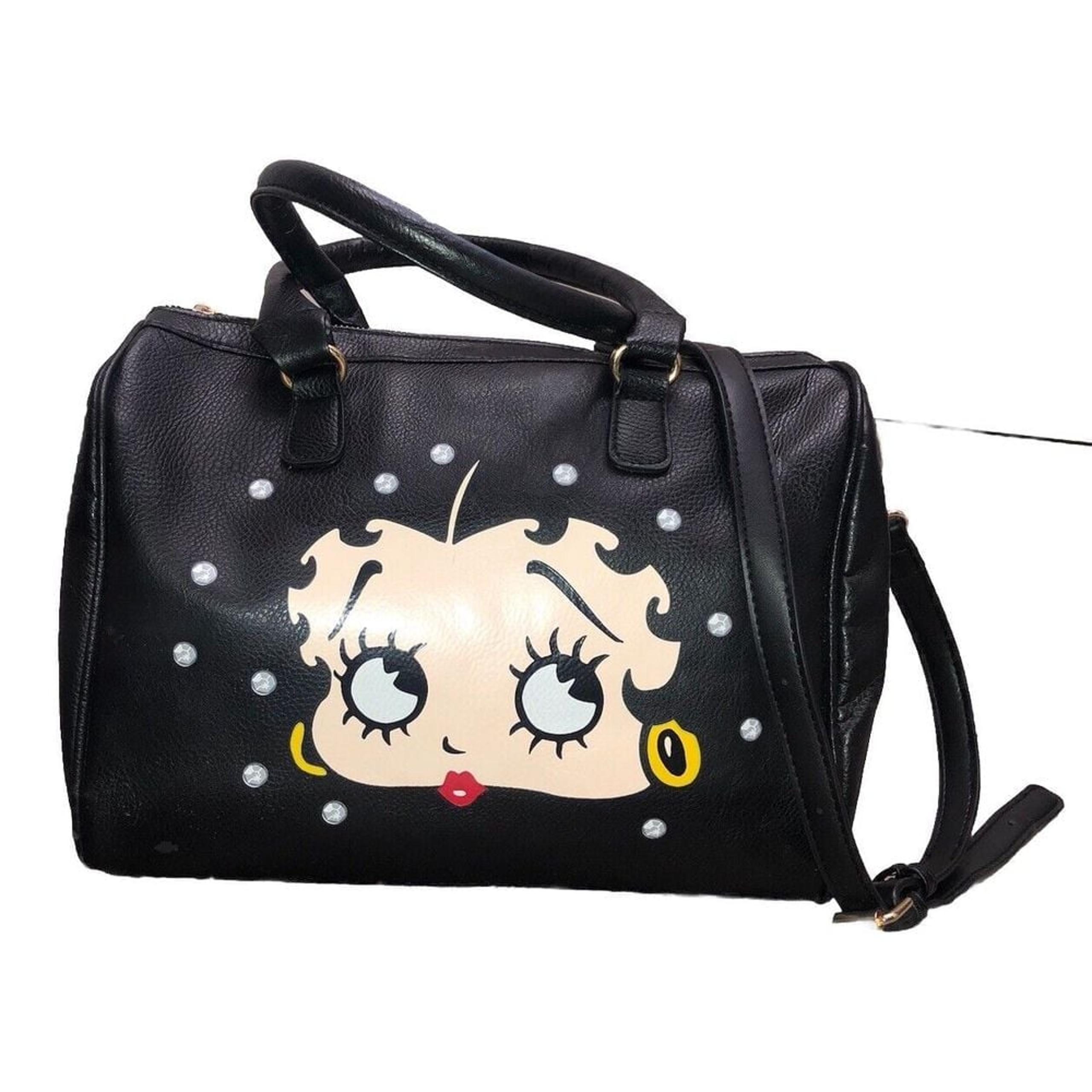 Betty Boop Speedy Crosbody Handbag Faux Leather  Black