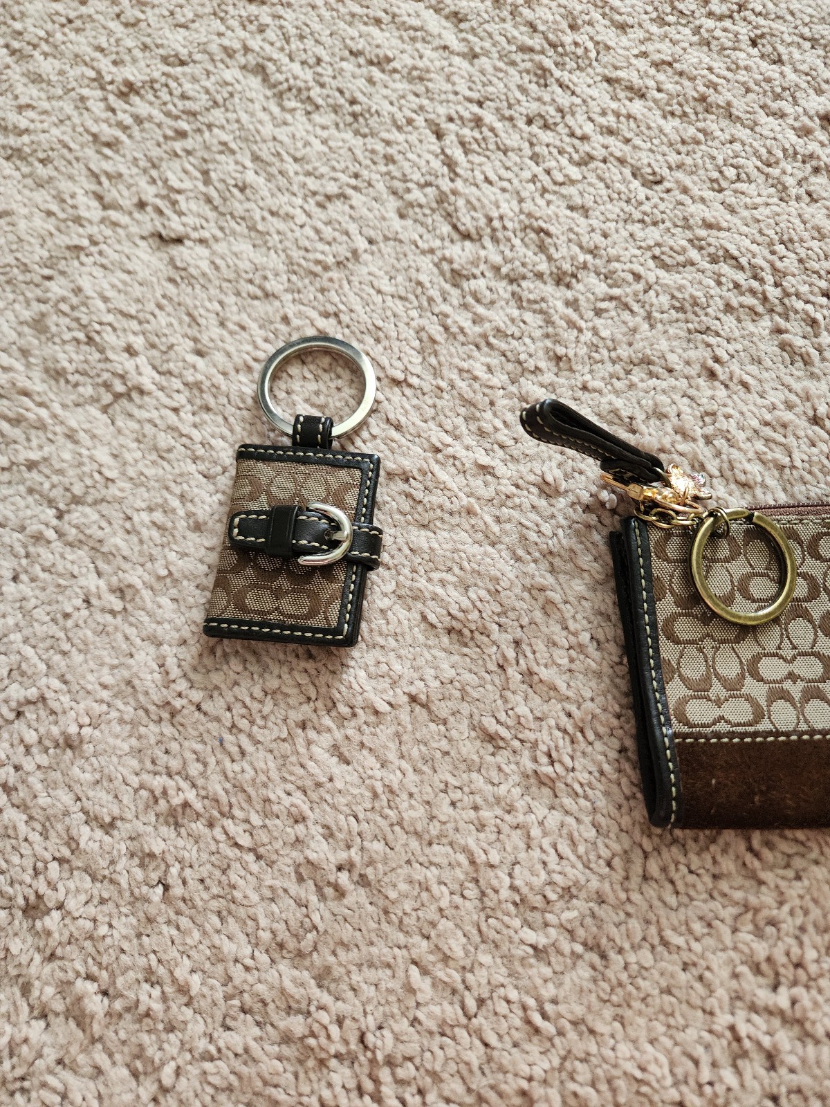 Coach coin purse and photo album jacquard brown bundle