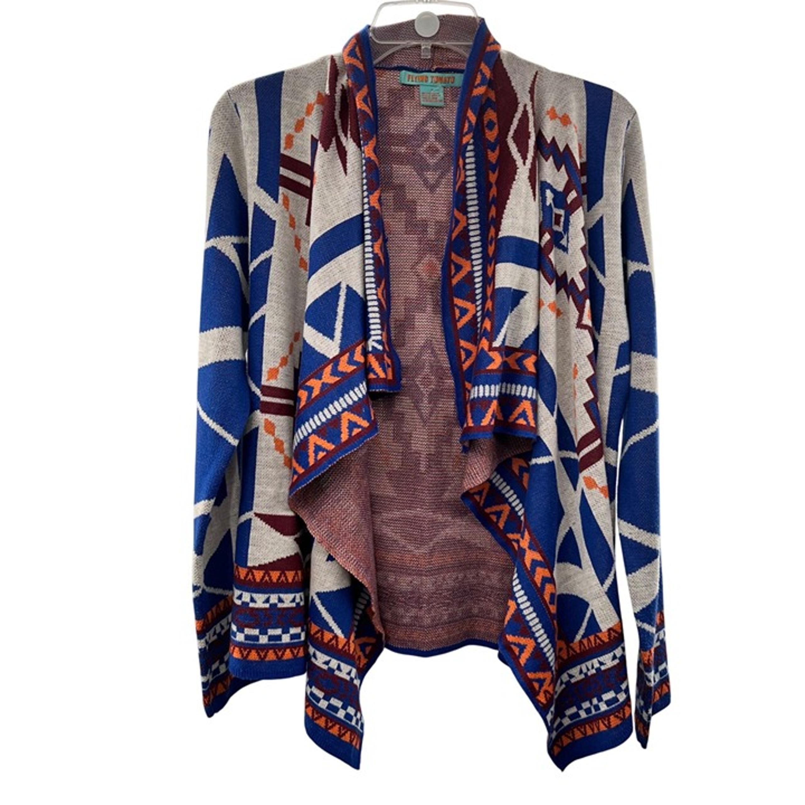 Flying Tomato Women's Cardigan Sweater Aztec Open Front Multicolor Size Medium
